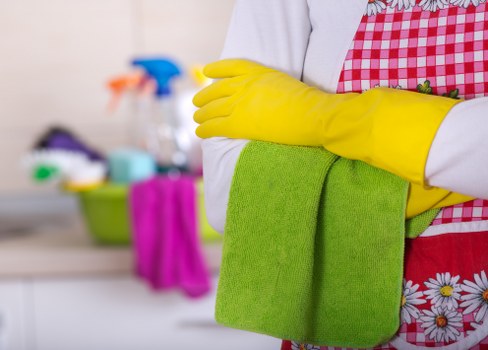 Local cleaning team carrying out detailed cleaning in NW5 flat