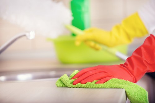 Cleaner working in a period flat near Kentish Town in NW5